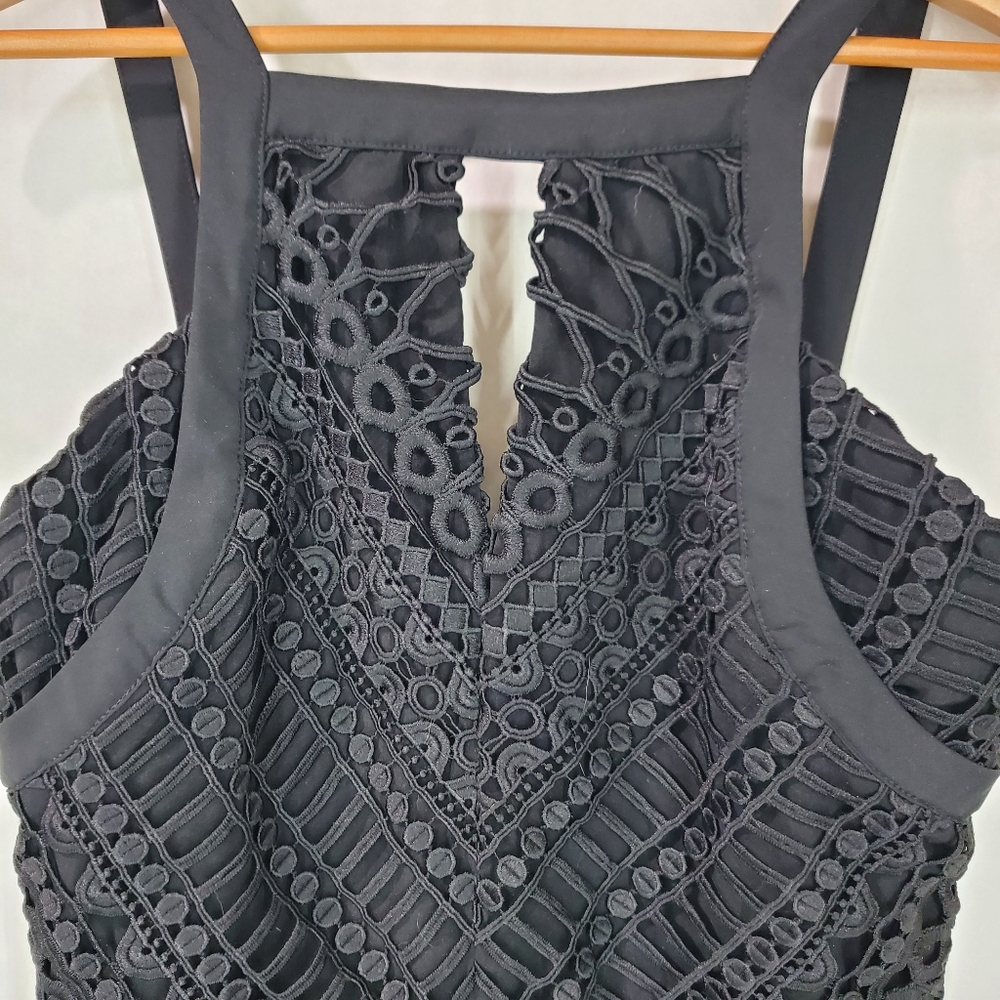 Adelyn Rae Black Fitted Lace Lined Romper Keyhole Front Comfortable Dressy Boho - Picture 3 of 11